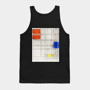 Abstract geometric square piece of art by Piet Mondrian Tank Top